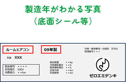製造年がわかる写真（底面シール等）